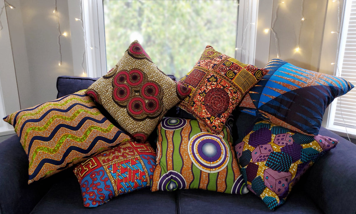 Pillow Ready Made In the Fields Red and Yellow My West African Prints