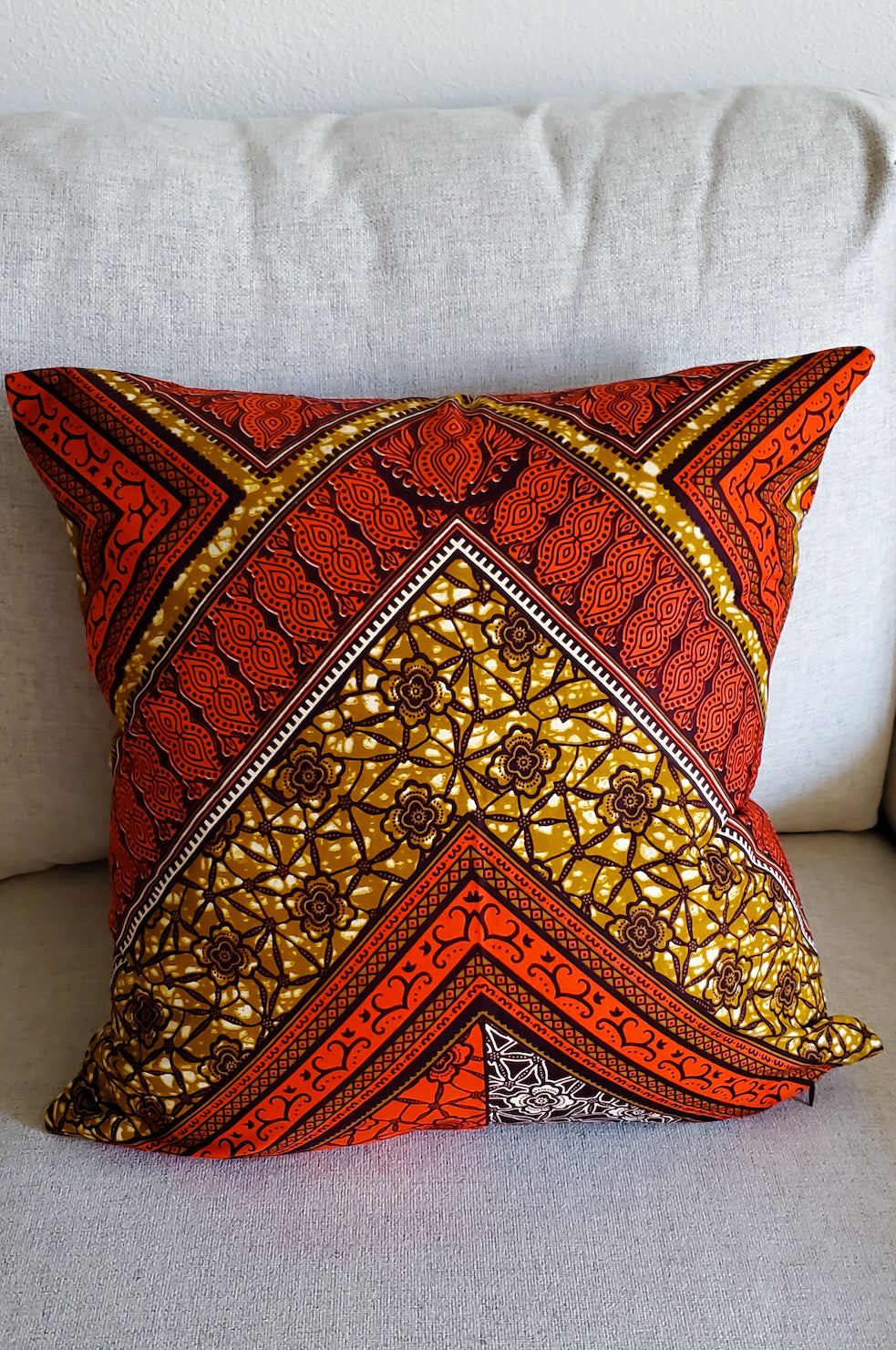 Pillow Ready Made Orange and Brown Diamonds Within Diamonds