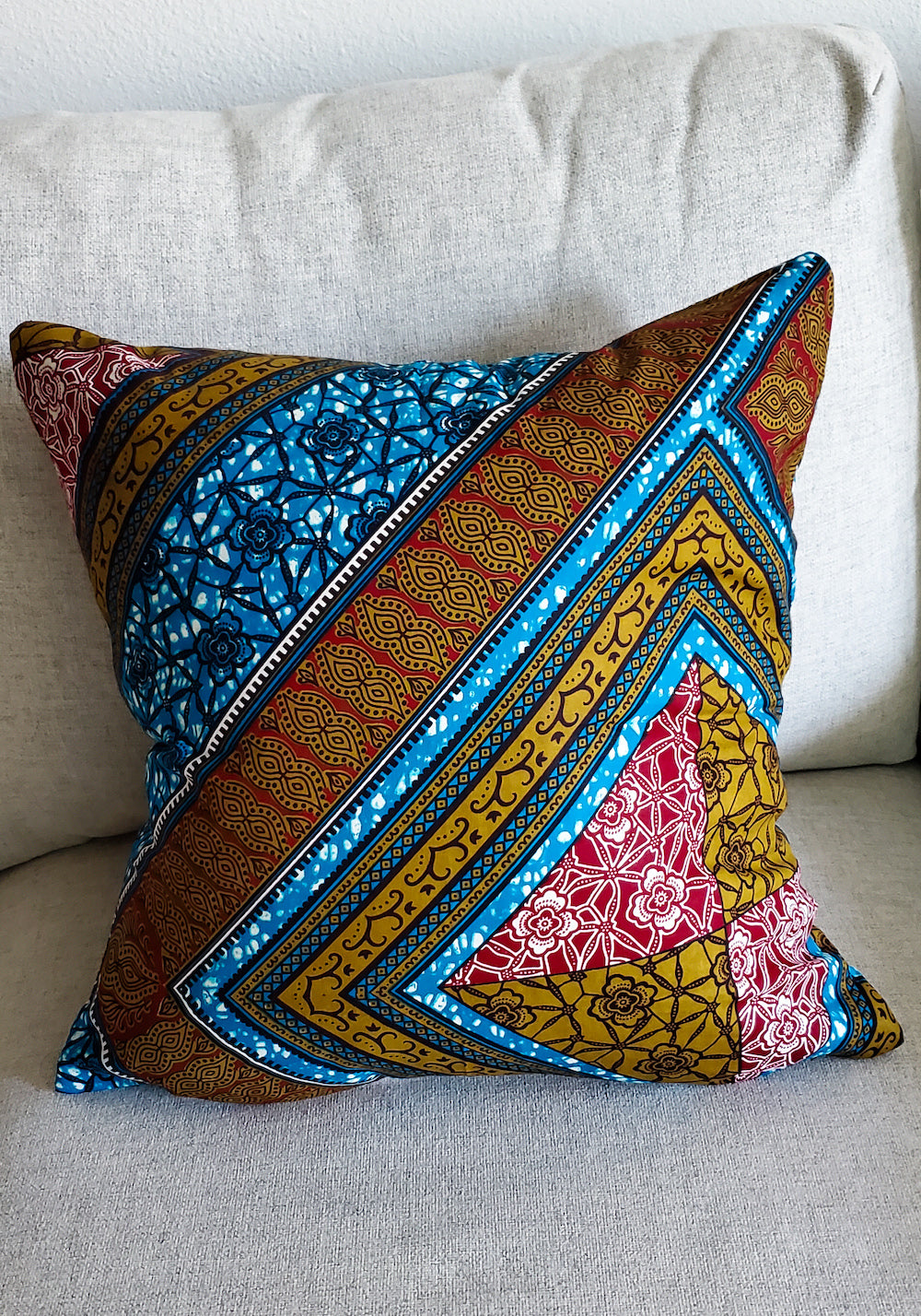 Pillow Ready Made Red, Gold, Blue Diamonds within Diamonds