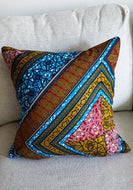 Pillow Ready Made Red, Gold, Blue Diamonds within Diamonds