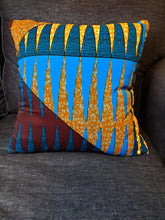 Load image into Gallery viewer, Ready Made Pillow Shark Teeth Blue Orange Brown
