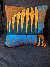 Load image into Gallery viewer, Ready Made Pillow Shark Teeth Blue Orange Brown
